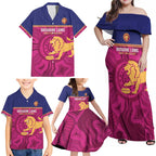 AFL Lions Football Custom Family Matching Off Shoulder Maxi Dress and Hawaiian Shirt Brisbane Fight For Victory Indigenous Art - Aussie Hoodie