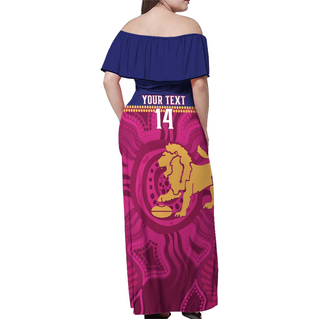 AFL Lions Football Custom Family Matching Off Shoulder Maxi Dress and Hawaiian Shirt Brisbane Fight For Victory Indigenous Art - Aussie Hoodie