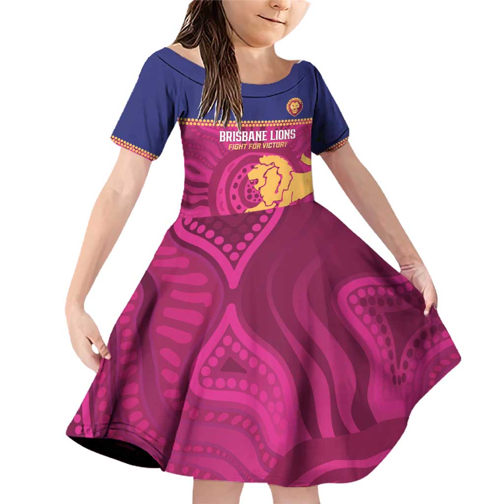 AFL Lions Football Custom Family Matching Off Shoulder Short Dress and Hawaiian Shirt Brisbane Fight For Victory Indigenous Art - Aussie Hoodie