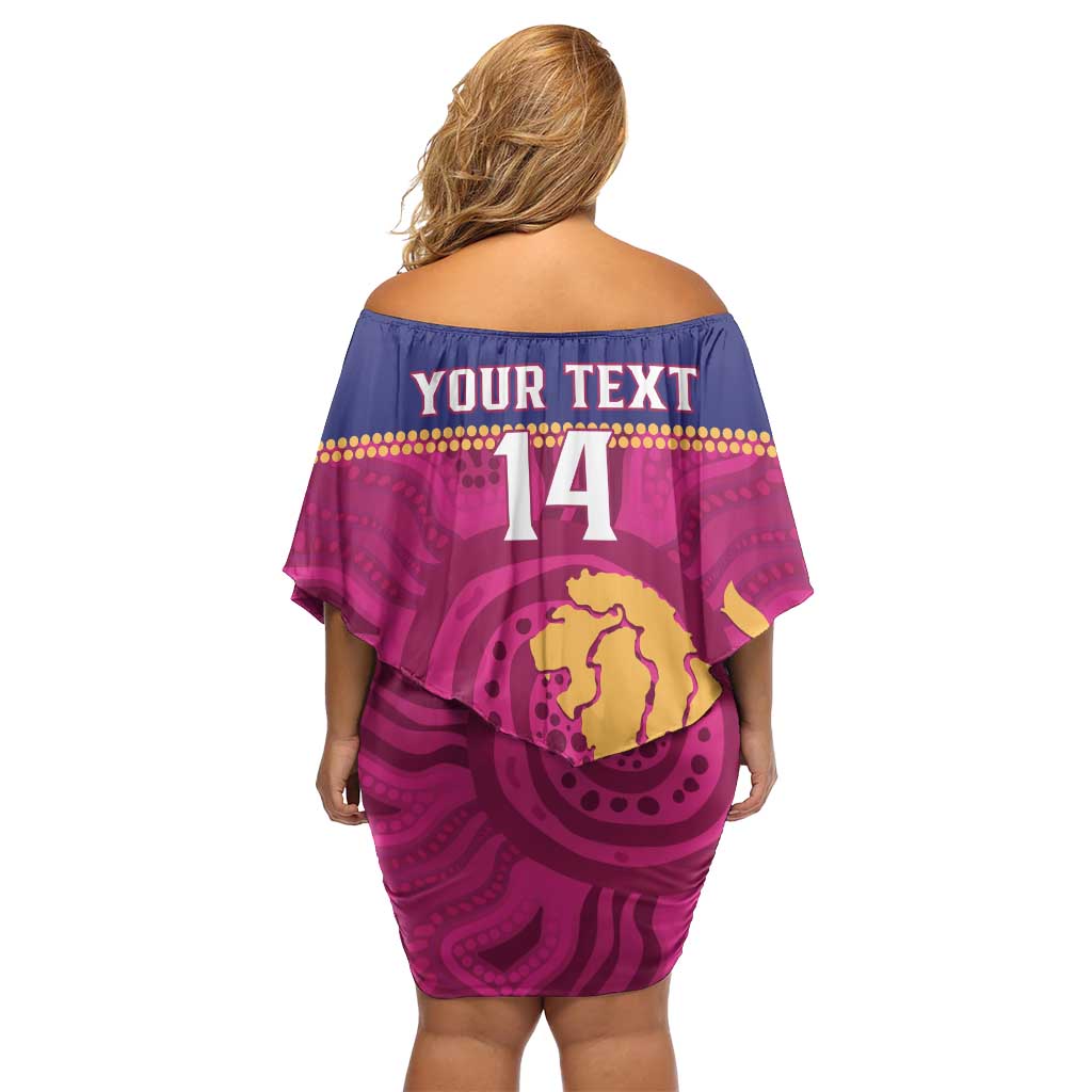 AFL Lions Football Custom Family Matching Off Shoulder Short Dress and Hawaiian Shirt Brisbane Fight For Victory Indigenous Art - Aussie Hoodie