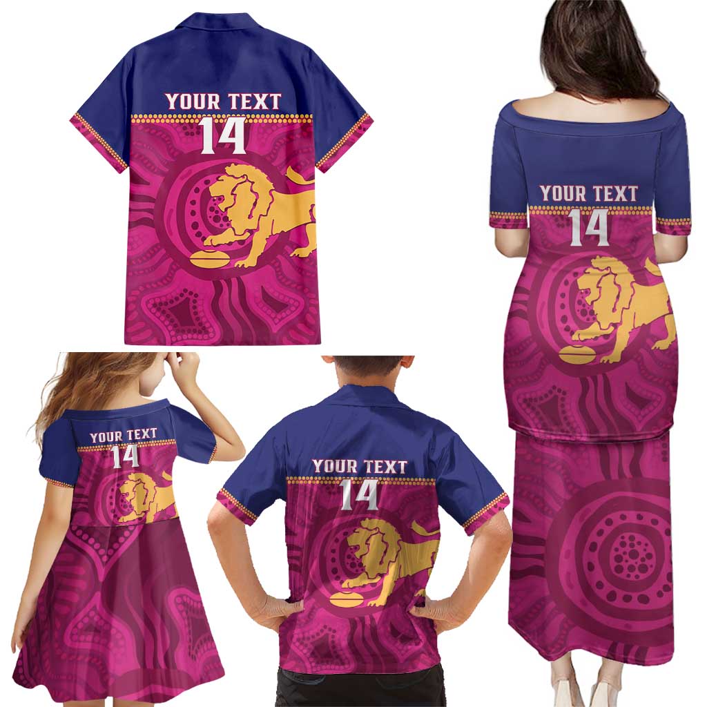 AFL Lions Football Custom Family Matching Puletasi and Hawaiian Shirt Brisbane Fight For Victory Indigenous Art - Aussie Hoodie
