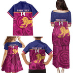 AFL Lions Football Custom Family Matching Puletasi and Hawaiian Shirt Brisbane Fight For Victory Indigenous Art - Aussie Hoodie