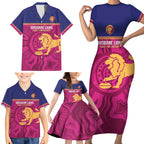 AFL Lions Football Custom Family Matching Short Sleeve Bodycon Dress and Hawaiian Shirt Brisbane Fight For Victory Indigenous Art - Aussie Hoodie