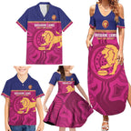 AFL Lions Football Custom Family Matching Summer Maxi Dress and Hawaiian Shirt Brisbane Fight For Victory Indigenous Art - Aussie Hoodie