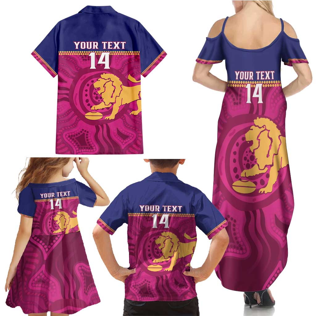 AFL Lions Football Custom Family Matching Summer Maxi Dress and Hawaiian Shirt Brisbane Fight For Victory Indigenous Art - Aussie Hoodie