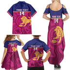 AFL Lions Football Custom Family Matching Summer Maxi Dress and Hawaiian Shirt Brisbane Fight For Victory Indigenous Art - Aussie Hoodie