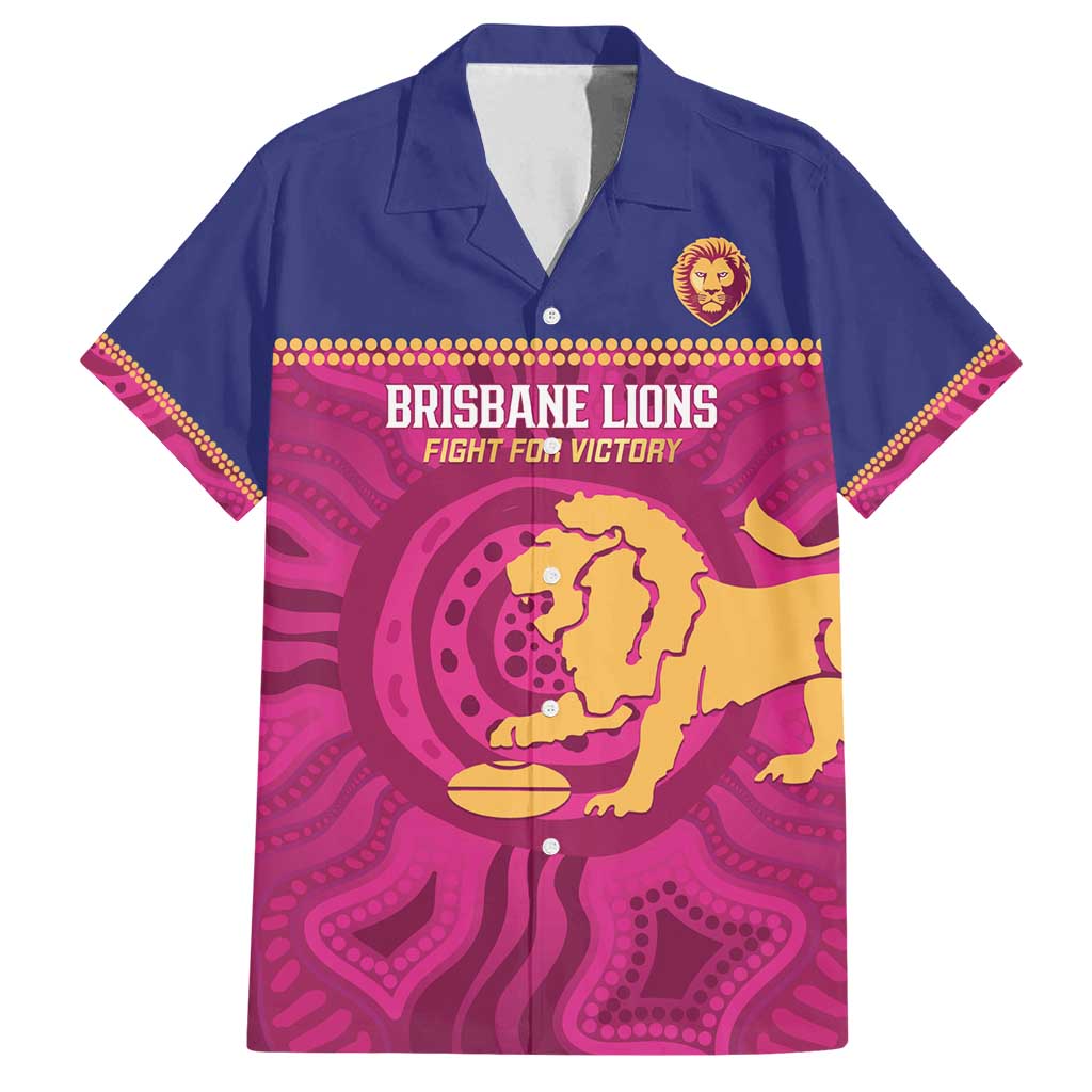 AFL Lions Football Custom Family Matching Summer Maxi Dress and Hawaiian Shirt Brisbane Fight For Victory Indigenous Art - Aussie Hoodie