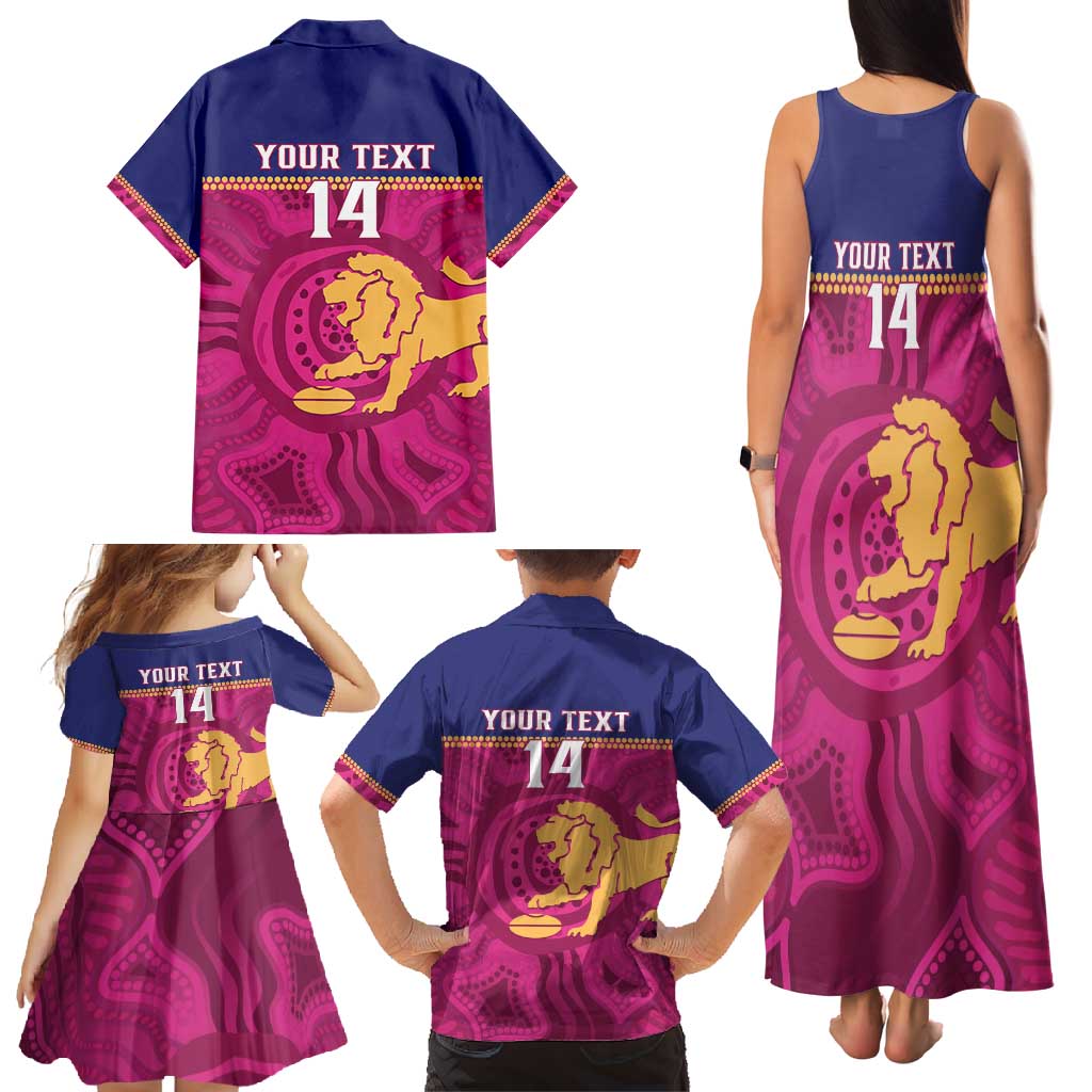 AFL Lions Football Custom Family Matching Tank Maxi Dress and Hawaiian Shirt Brisbane Fight For Victory Indigenous Art - Aussie Hoodie