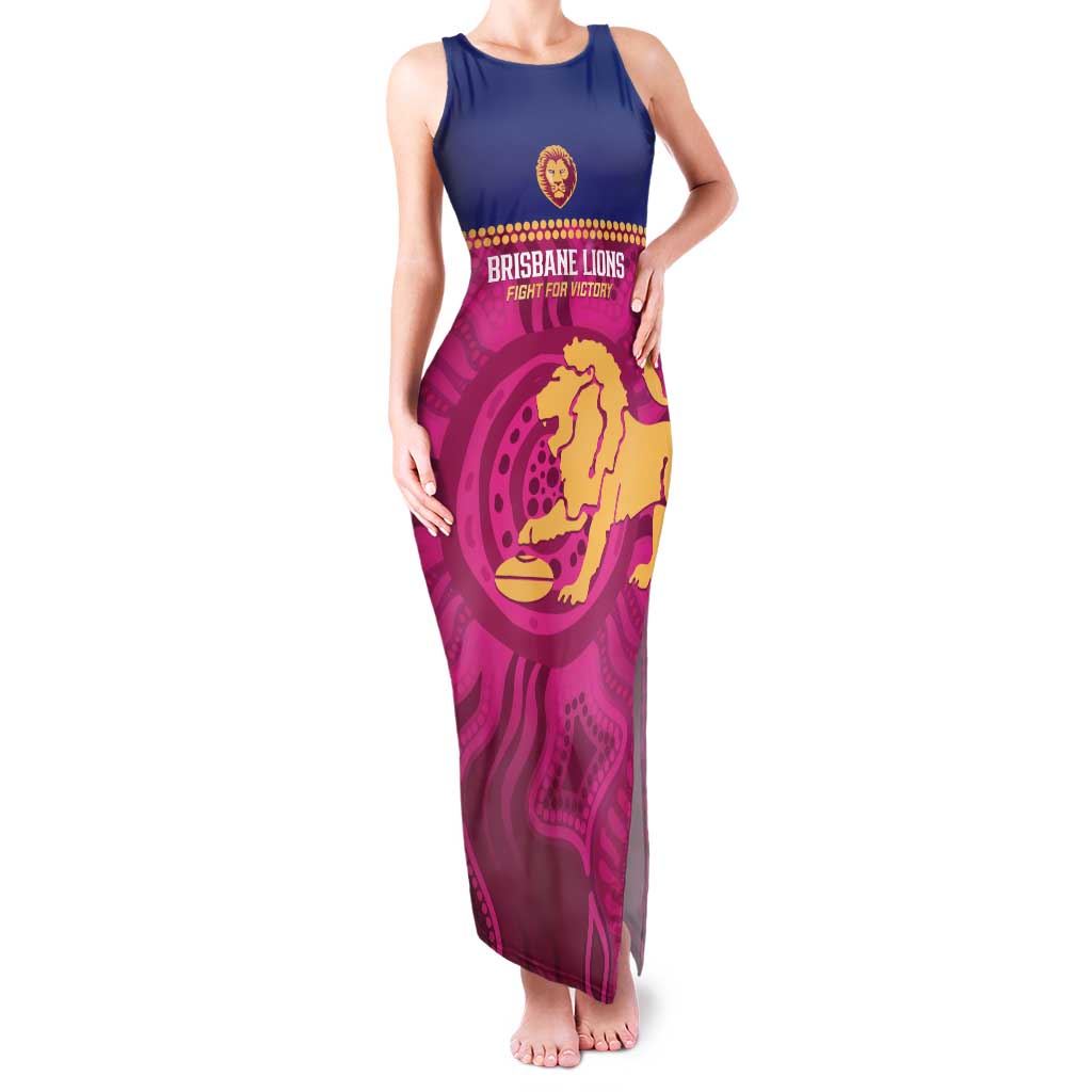 AFL Lions Football Custom Family Matching Tank Maxi Dress and Hawaiian Shirt Brisbane Fight For Victory Indigenous Art - Aussie Hoodie