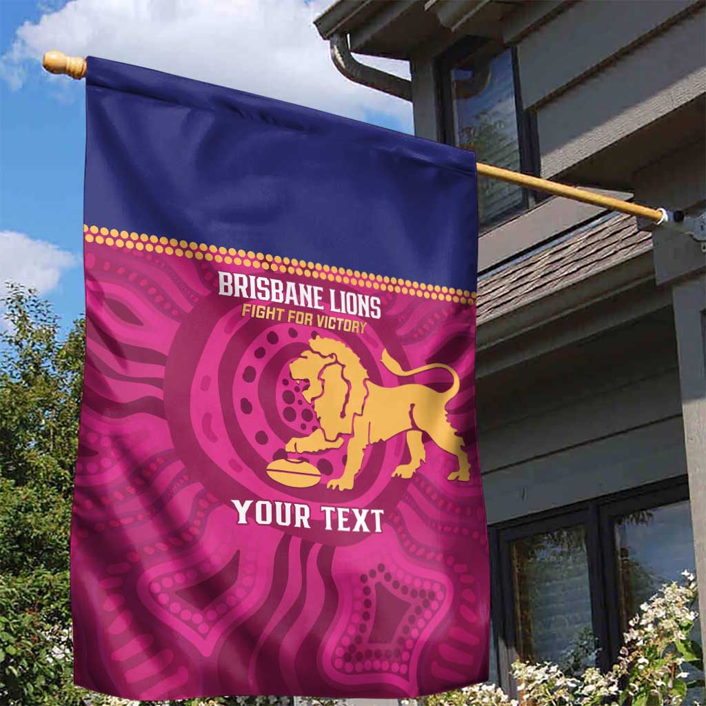 AFL Lions Football Custom Garden Flag Brisbane Fight For Victory Indigenous Art - Aussie Hoodie