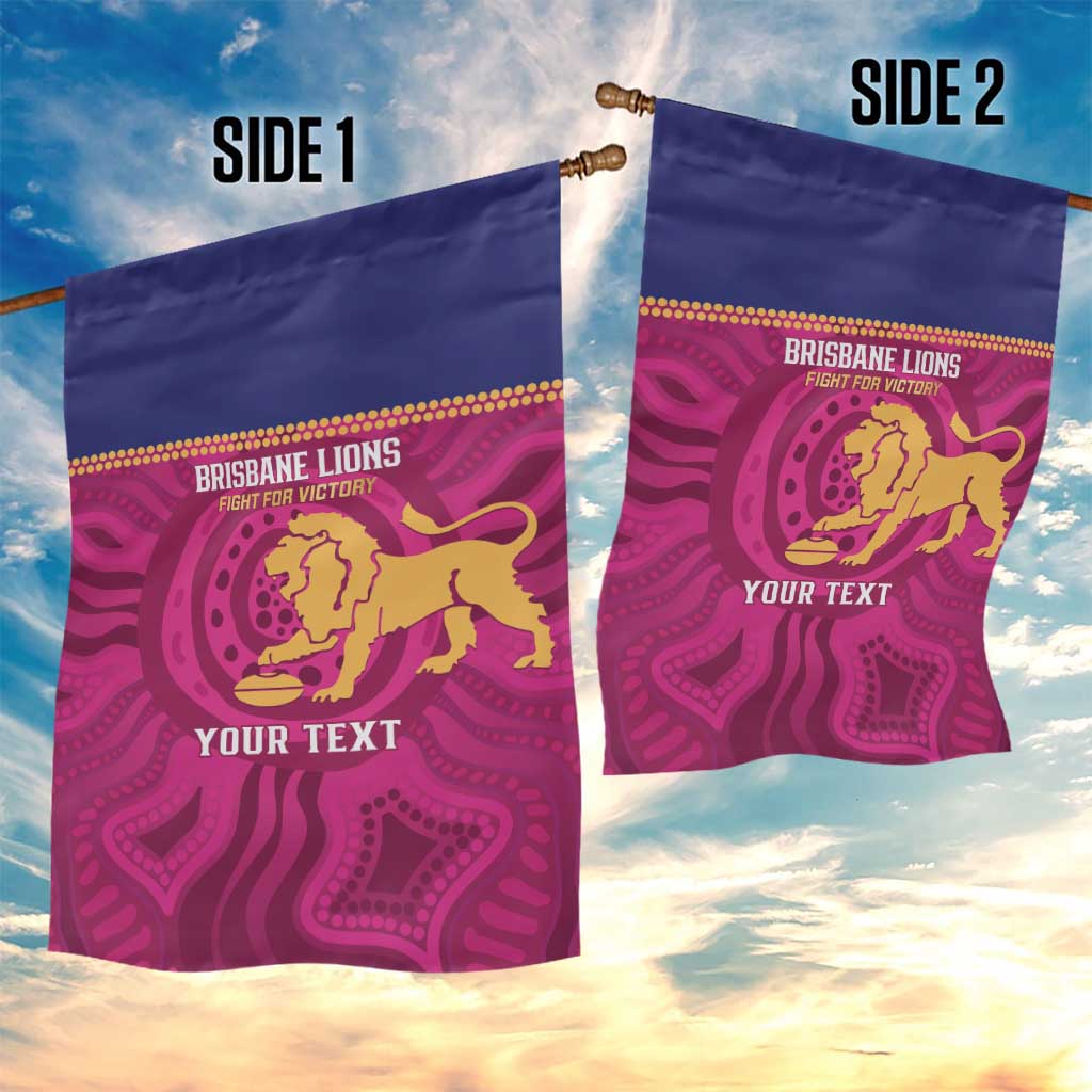 AFL Lions Football Custom Garden Flag Brisbane Fight For Victory Indigenous Art - Aussie Hoodie