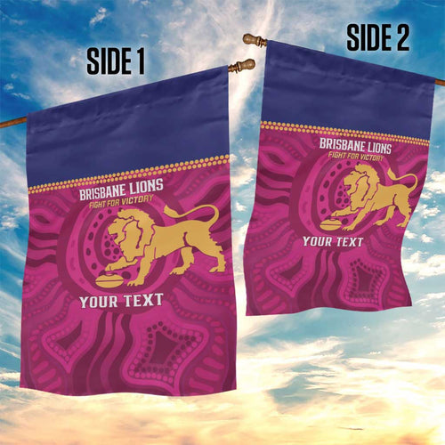 AFL Lions Football Custom Garden Flag Brisbane Fight For Victory Indigenous Art - Aussie Hoodie