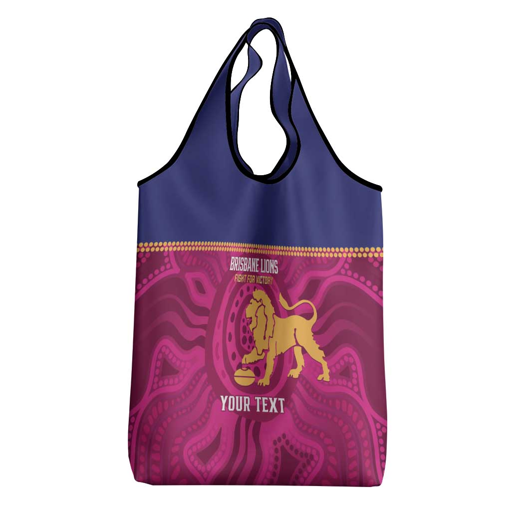 AFL Lions Football Custom Grocery Bag Brisbane Fight For Victory Indigenous Art - Aussie Hoodie