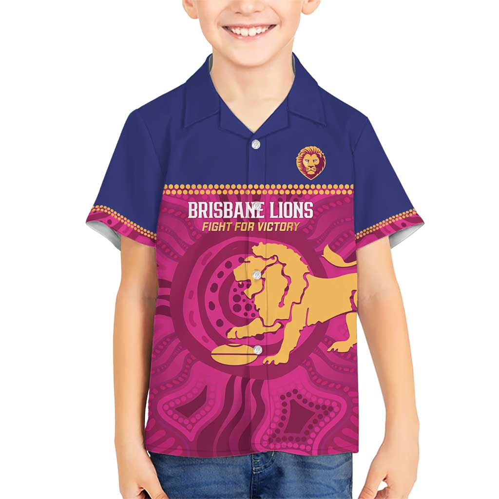 AFL Lions Football Custom Hawaiian Shirt Brisbane Fight For Victory Indigenous Art - Aussie Hoodie