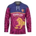 AFL Lions Football Custom Hockey Jersey Brisbane Fight For Victory Indigenous Art - Aussie Hoodie