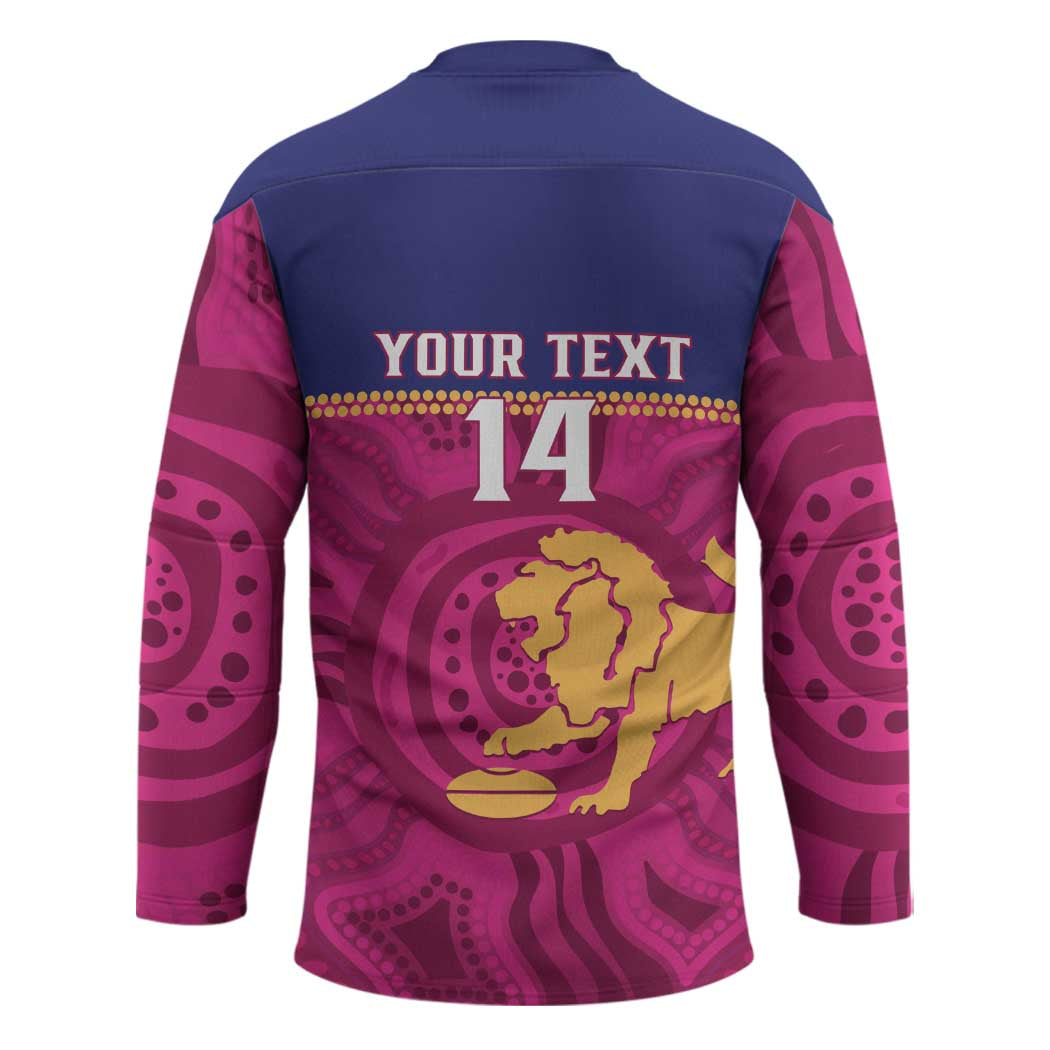AFL Lions Football Custom Hockey Jersey Brisbane Fight For Victory Indigenous Art - Aussie Hoodie