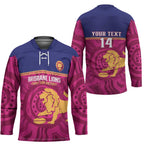 AFL Lions Football Custom Hockey Jersey Brisbane Fight For Victory Indigenous Art - Aussie Hoodie