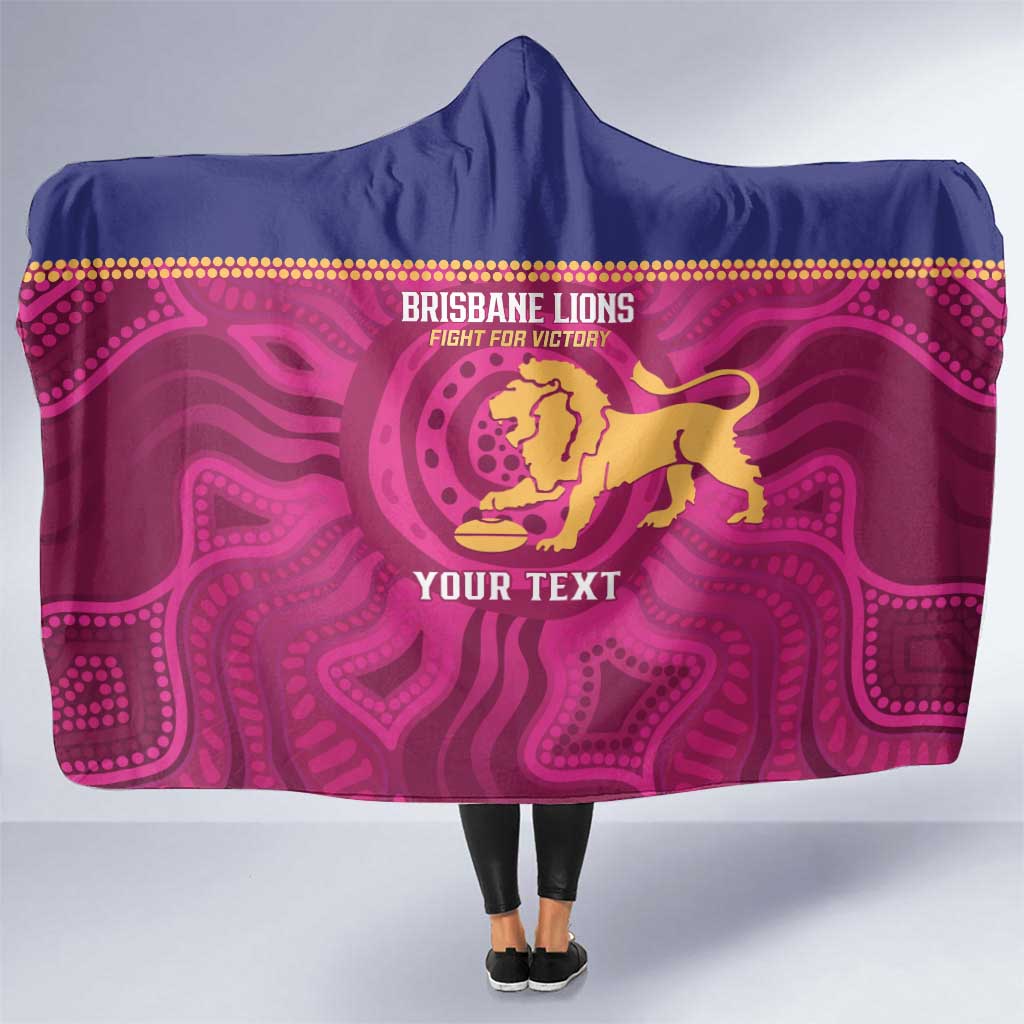 AFL Lions Football Custom Hooded Blanket Brisbane Fight For Victory Indigenous Art - Aussie Hoodie