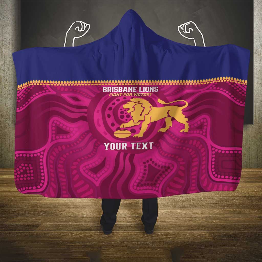 AFL Lions Football Custom Hooded Blanket Brisbane Fight For Victory Indigenous Art - Aussie Hoodie