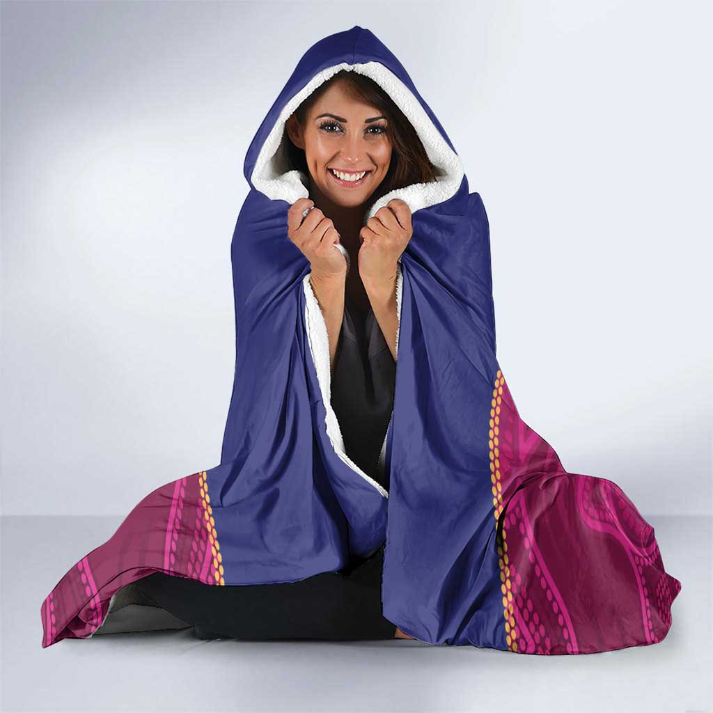 AFL Lions Football Custom Hooded Blanket Brisbane Fight For Victory Indigenous Art - Aussie Hoodie
