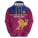 AFL Lions Football Custom Hoodie Brisbane Fight For Victory Indigenous Art - Aussie Hoodie
