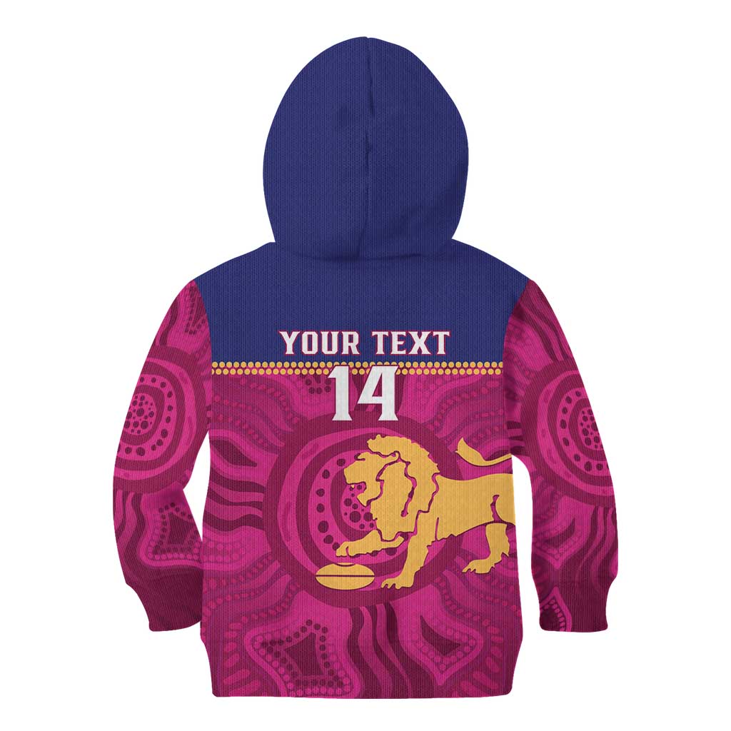 AFL Lions Football Custom Kid Hoodie Brisbane Fight For Victory Indigenous Art - Aussie Hoodie