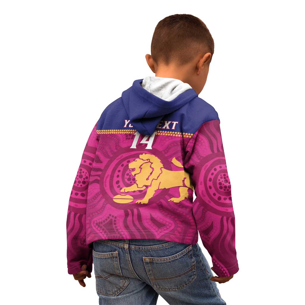 AFL Lions Football Custom Kid Hoodie Brisbane Fight For Victory Indigenous Art - Aussie Hoodie