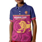 AFL Lions Football Custom Kid Polo Shirt Brisbane Fight For Victory Indigenous Art - Aussie Hoodie