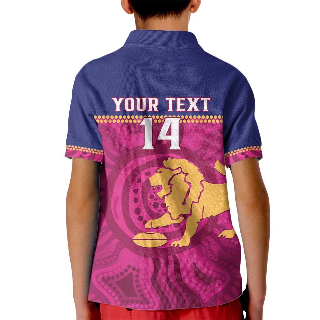 AFL Lions Football Custom Kid Polo Shirt Brisbane Fight For Victory Indigenous Art - Aussie Hoodie