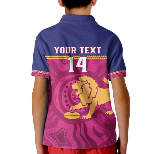 AFL Lions Football Custom Kid Polo Shirt Brisbane Fight For Victory Indigenous Art - Aussie Hoodie