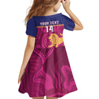 AFL Lions Football Custom Kid Short Sleeve Dress Brisbane Fight For Victory Indigenous Art - Aussie Hoodie