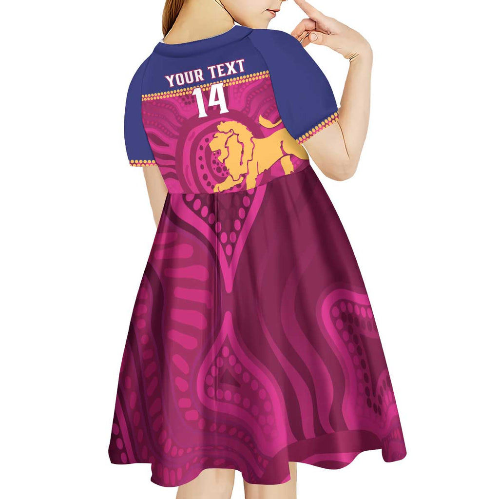 AFL Lions Football Custom Kid Short Sleeve Dress Brisbane Fight For Victory Indigenous Art - Aussie Hoodie