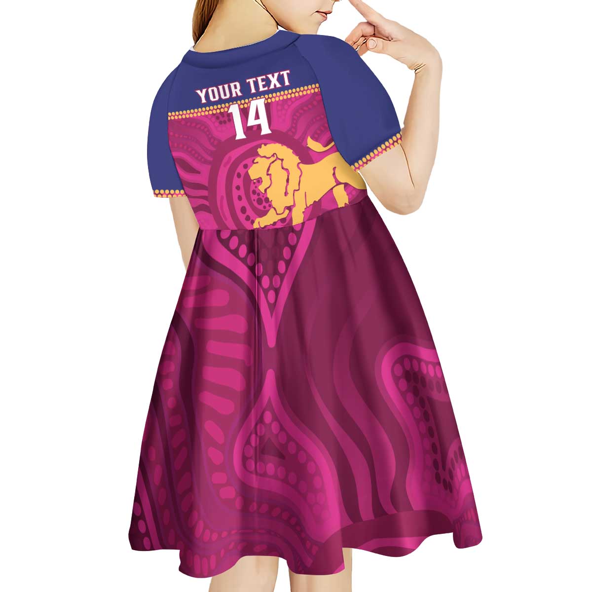 AFL Lions Football Custom Kid Short Sleeve Dress Brisbane Fight For Victory Indigenous Art - Aussie Hoodie