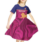 AFL Lions Football Custom Kid Short Sleeve Dress Brisbane Fight For Victory Indigenous Art - Aussie Hoodie