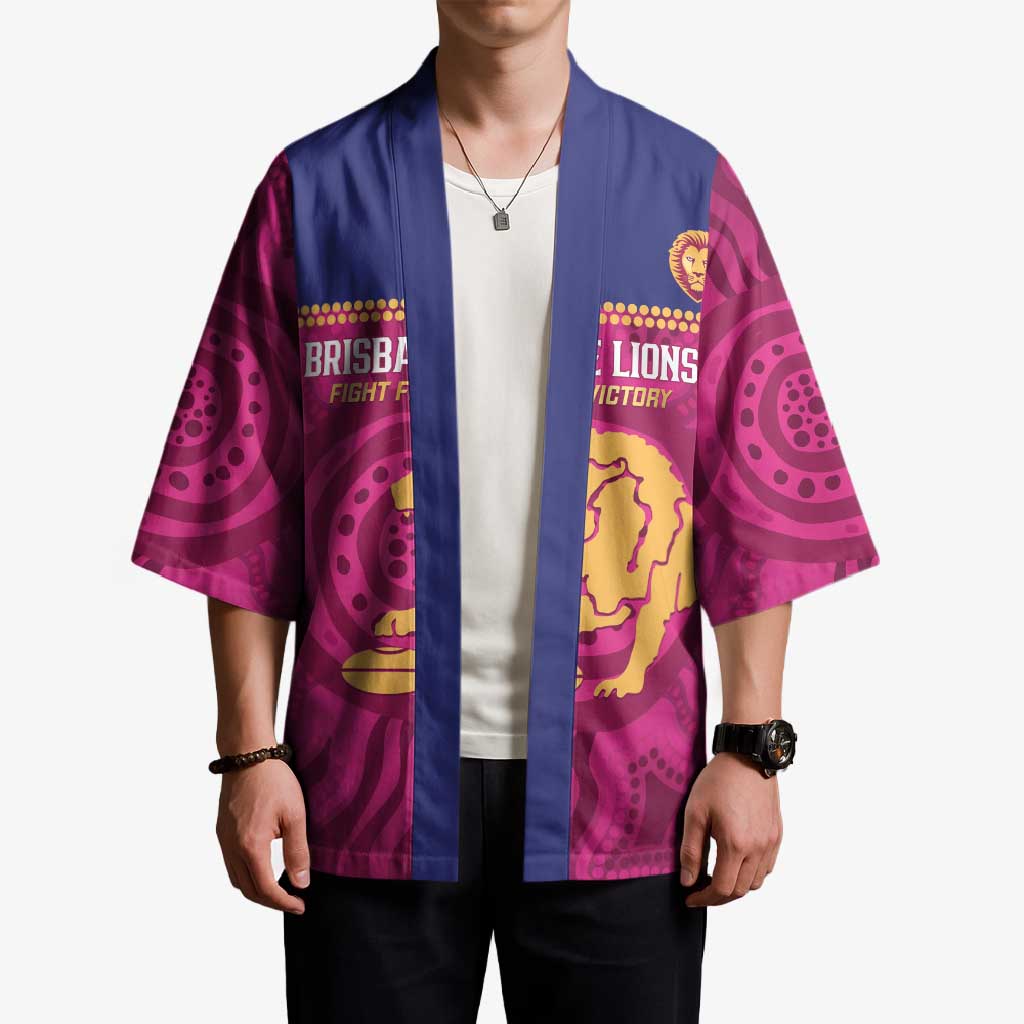 AFL Lions Football Custom Kimono Brisbane Fight For Victory Indigenous Art - Aussie Hoodie