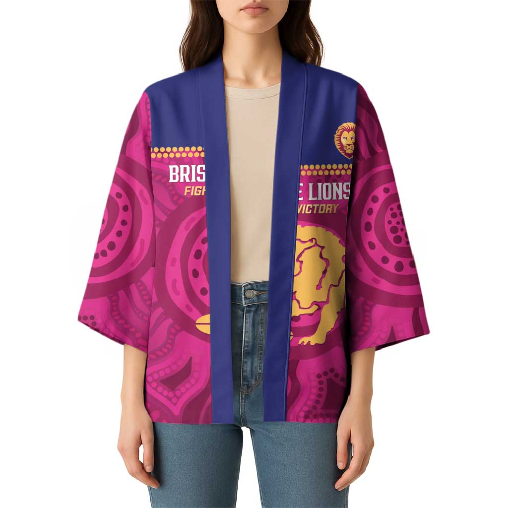 AFL Lions Football Custom Kimono Brisbane Fight For Victory Indigenous Art - Aussie Hoodie