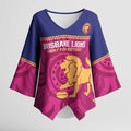 AFL Lions Football Custom Kimono Sleeve Blouse Brisbane Fight For Victory Indigenous Art - Aussie Hoodie