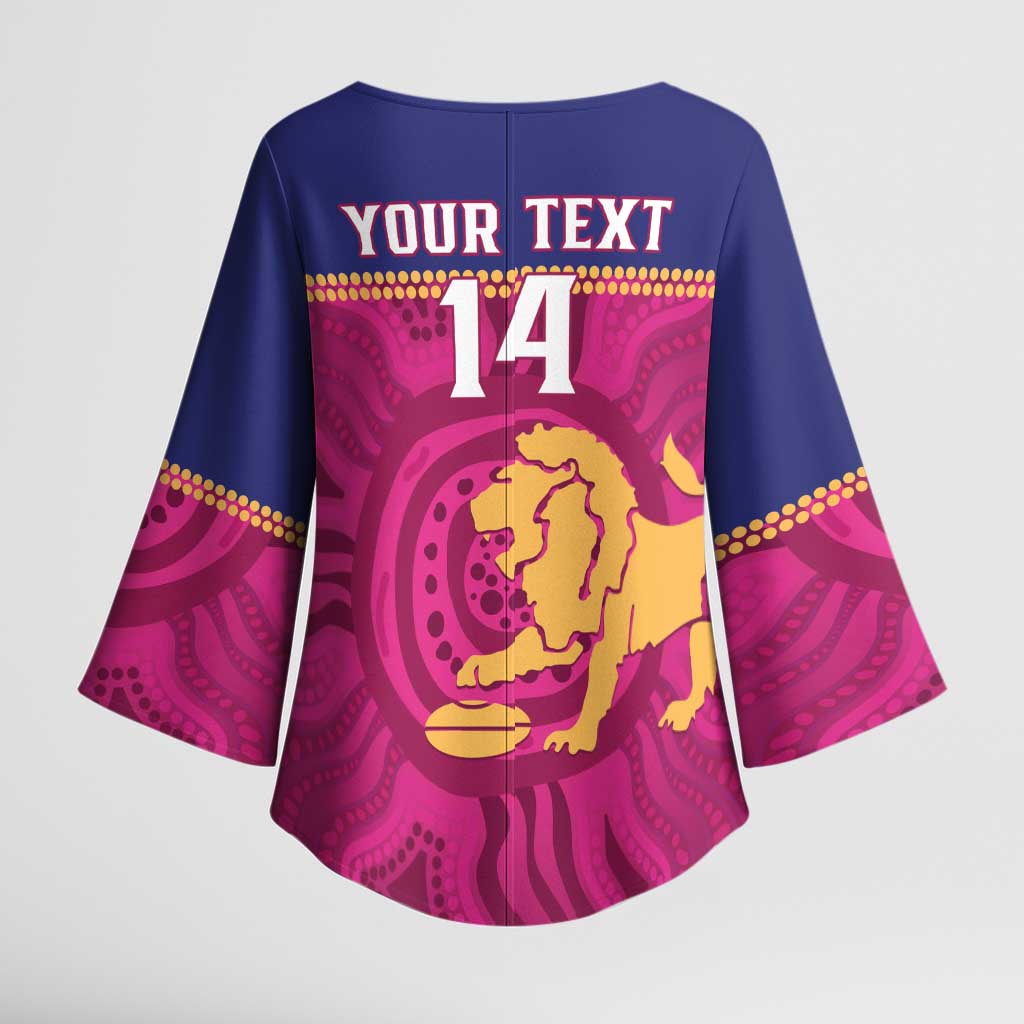 AFL Lions Football Custom Kimono Sleeve Blouse Brisbane Fight For Victory Indigenous Art - Aussie Hoodie