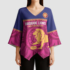 AFL Lions Football Custom Kimono Sleeve Blouse Brisbane Fight For Victory Indigenous Art - Aussie Hoodie