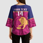 AFL Lions Football Custom Kimono Sleeve Blouse Brisbane Fight For Victory Indigenous Art - Aussie Hoodie