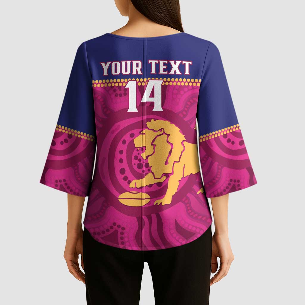 AFL Lions Football Custom Kimono Sleeve Blouse Brisbane Fight For Victory Indigenous Art - Aussie Hoodie