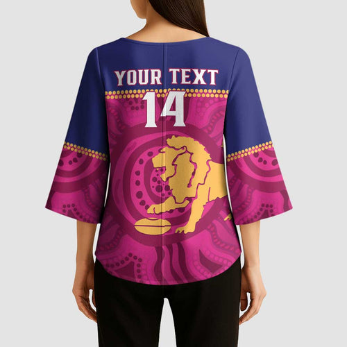 AFL Lions Football Custom Kimono Sleeve Blouse Brisbane Fight For Victory Indigenous Art - Aussie Hoodie