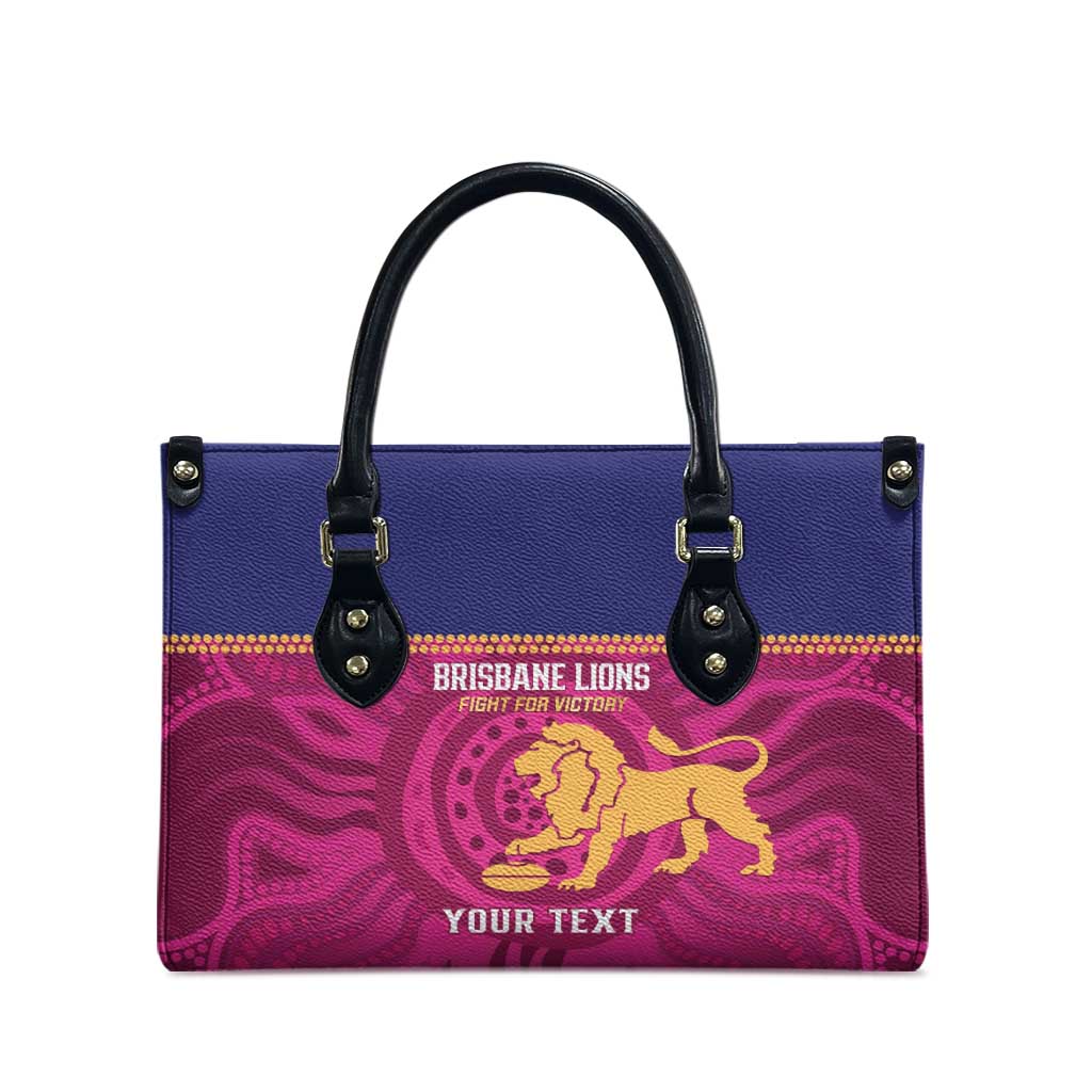 AFL Lions Football Custom Leather Bag Brisbane Fight For Victory Indigenous Art - Aussie Hoodie