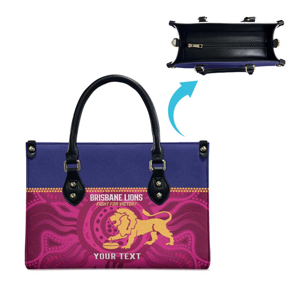 AFL Lions Football Custom Leather Bag Brisbane Fight For Victory Indigenous Art - Aussie Hoodie