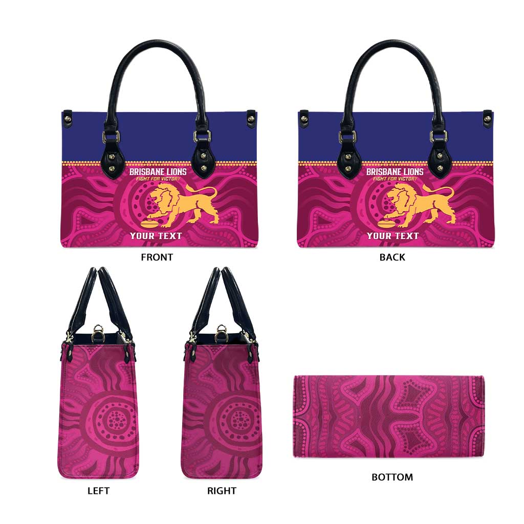 AFL Lions Football Custom Leather Bag Brisbane Fight For Victory Indigenous Art - Aussie Hoodie