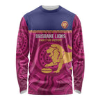 AFL Lions Football Custom Long Sleeve Shirt Brisbane Fight For Victory Indigenous Art - Aussie Hoodie
