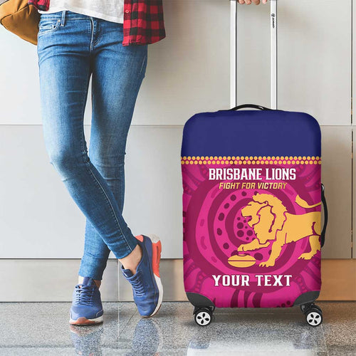 AFL Lions Football Custom Luggage Cover Brisbane Fight For Victory Indigenous Art - Aussie Hoodie