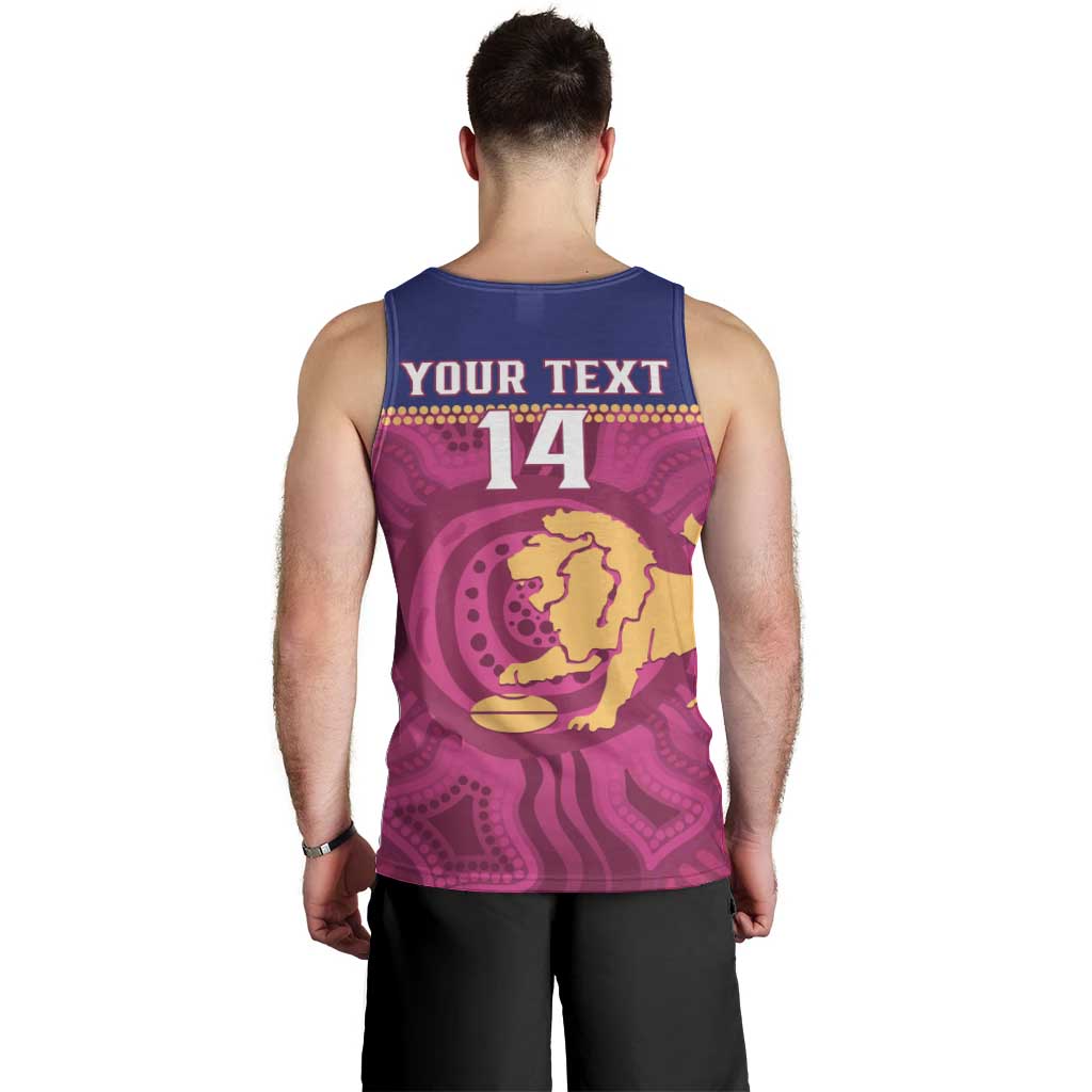 AFL Lions Football Custom Men Tank Top Brisbane Fight For Victory Indigenous Art - Aussie Hoodie