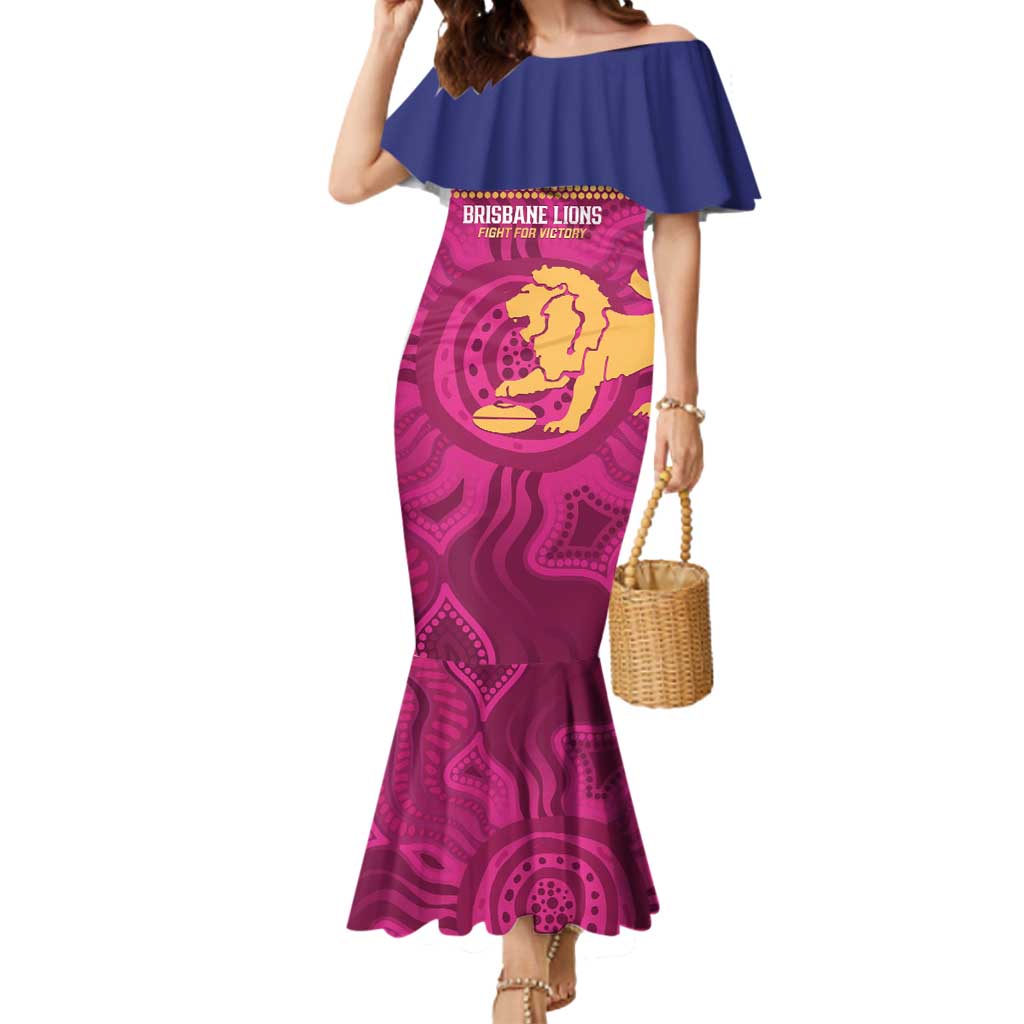 AFL Lions Football Custom Mermaid Dress Brisbane Fight For Victory Indigenous Art - Aussie Hoodie
