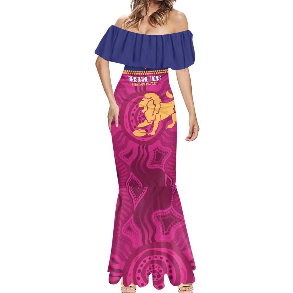 AFL Lions Football Custom Mermaid Dress Brisbane Fight For Victory Indigenous Art - Aussie Hoodie